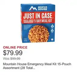 Costco Mountain House Emergency Meal Kit 15-Pouch Assortment (28 Total Servings) offer