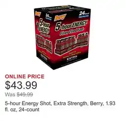 Costco 5-hour Energy Shot, Extra Strength, Berry, 1.93 fl. oz, 24-count offer