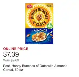 Costco Post, Honey Bunches of Oats with Almonds Cereal, 50 oz offer