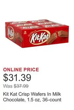 Costco Kit Kat Crisp Wafers In Milk Chocolate, 1.5 oz, 36-count offer