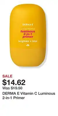 Ulta Beauty DERMA E Vitamin C Luminous 2-in-1 Primer offer