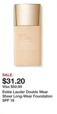 Ulta Beauty Estée Lauder Double Wear Sheer Long-Wear Foundation SPF 19 offer