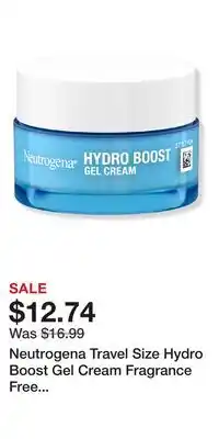 Ulta Beauty Neutrogena Travel Size Hydro Boost Gel Cream Fragrance Free Moisturizer offer