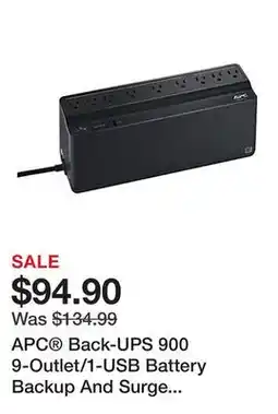 Office Depot APC Back-UPS 900 9-Outlet/1-USB Battery Backup And Surge Protector, BVN900M1, Black offer