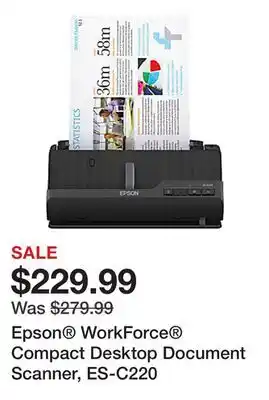 Office Depot Epson WorkForce Compact Desktop Document Scanner, ES-C220 offer