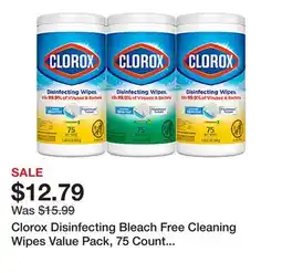 Office Depot Clorox Disinfecting Bleach Free Cleaning Wipes Value Pack, 75 Count Each, Pack of 3 offer