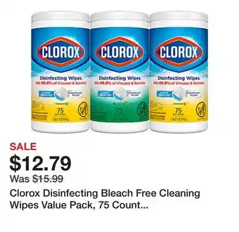 Office Depot Clorox Disinfecting Bleach Free Cleaning Wipes Value Pack, 75 Count Each, Pack of 3 offer