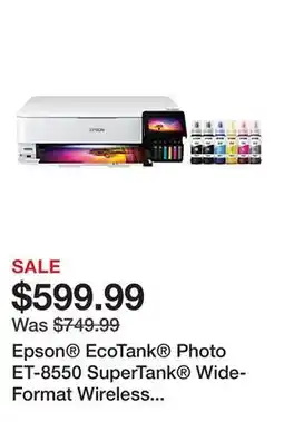 Office Depot Epson EcoTank Photo ET-8550 SuperTank Wide-Format Wireless Inkjet All-In-One Color Printer offer