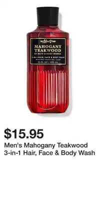 Bath & Body Works Men's Mahogany Teakwood 3-in-1 Hair, Face & Body Wash offer