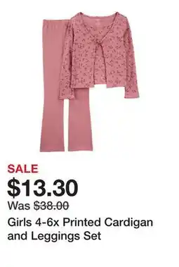 Belk Girls 4-6x Printed Cardigan and Leggings Set offer