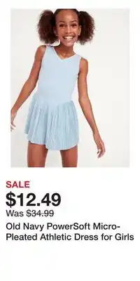 Old Navy Old Navy PowerSoft Micro-Pleated Athletic Dress for Girls offer
