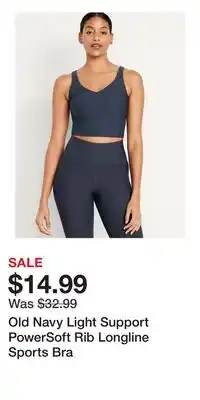 Old Navy Old Navy Light Support PowerSoft Rib Longline Sports Bra offer
