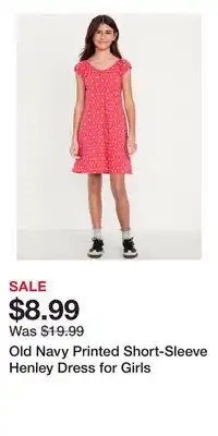 Old Navy Old Navy Printed Short-Sleeve Henley Dress for Girls offer
