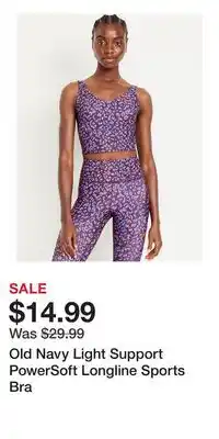 Old Navy Old Navy Light Support PowerSoft Longline Sports Bra offer