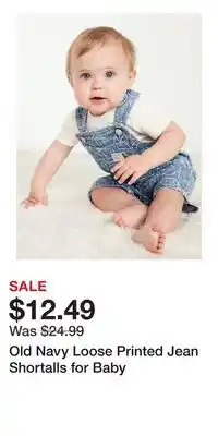 Old Navy Old Navy Loose Printed Jean Shortalls for Baby offer