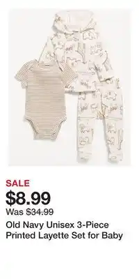 Old Navy Old Navy Unisex 3-Piece Printed Layette Set for Baby offer