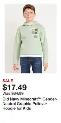 Old Navy Old Navy Minecraft Gender-Neutral Graphic Pullover Hoodie for Kids offer