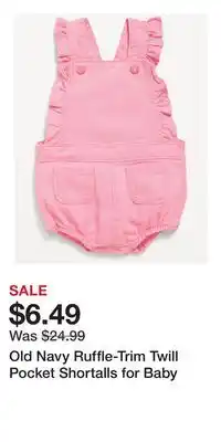Old Navy Old Navy Ruffle-Trim Twill Pocket Shortalls for Baby offer