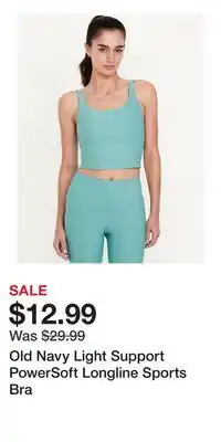 Old Navy Old Navy Light Support PowerSoft Longline Sports Bra offer