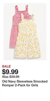 Old Navy Old Navy Sleeveless Smocked Romper 2-Pack for Girls offer