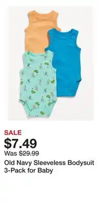 Old Navy Old Navy Sleeveless Bodysuit 3-Pack for Baby offer