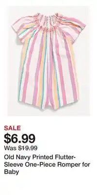 Old Navy Old Navy Printed Flutter-Sleeve One-Piece Romper for Baby offer