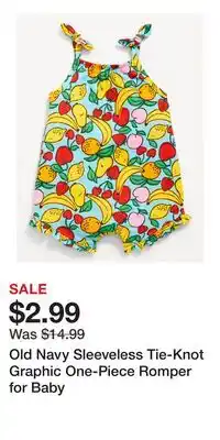 Old Navy Old Navy Sleeveless Tie-Knot Graphic One-Piece Romper for Baby offer