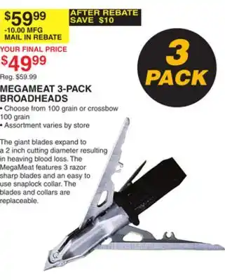 Dunham's Sports MEGAMEAT 3-PACK BROADHEADS offer