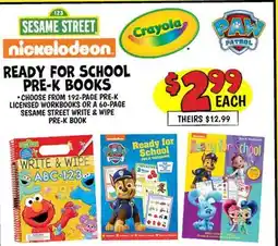 Ollie's PAW Crayola PATROL nickelodeon READY FOR SCHOOL PRE-K BOOKS offer