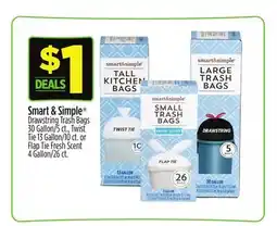 Dollar General Drawstring Trash Bags 30 Gallon, Twist Tie 13 Gallon or Flap Tie Fresh Scent 4 Gallon offer