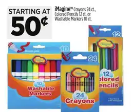 Dollar General iMagine Crayons, Colored Pencils or Washable Markers offer