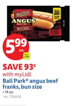 Lidl Ball Park angus beef franks, bun size offer