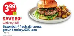Lidl Butterball fresh all natural ground turkey, 93% lean offer