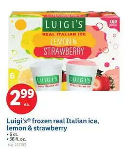 Lidl Luigi's frozen real Italian ice, lemon & strawberry offer