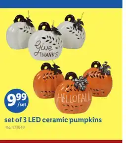 Lidl set of 3 LED ceramic pumpkins offer