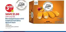 Lidl Bon Gelati frozen mini tropical fruit dairy dessert bars offer