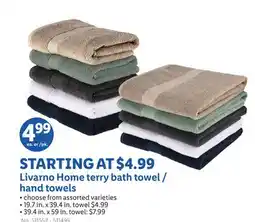 Lidl Livarno Home terry bath towel/hand towels offer