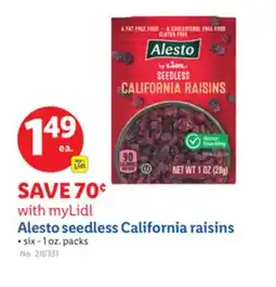 Lidl Alesto seedless California raisins offer