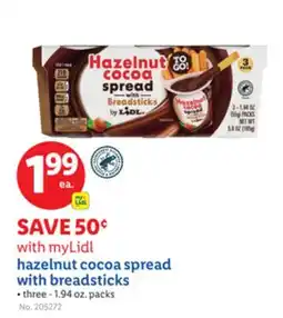 Lidl hazelnut cocoa spread with breadsticks offer