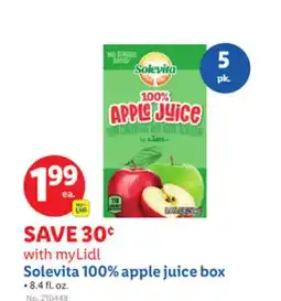 Lidl Solevita 100% apple juice box offer