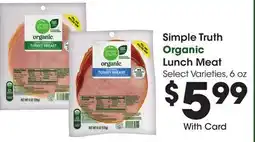 Ralphs Simple Truth Organic Lunch Meat offer