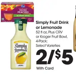 Ralphs Simply Fruit Drink or Lemonade offer