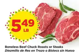Food 4 Less Boneless Beef Chuck Roasts or Steaks offer