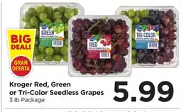 Food 4 Less Kroger Red, Green or Tri-Color Seedless Grapes offer