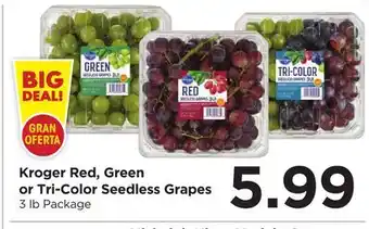 Food 4 Less Kroger Red, Green or Tri-Color Seedless Grapes offer
