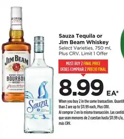 Food 4 Less Sauza Tequila or Jim Beam Whiskey offer