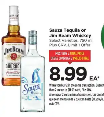 Food 4 Less Sauza Tequila or Jim Beam Whiskey offer