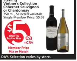 Albertsons Sterling Vintner's Collection Cabernet Sauvignon or Chardonnay offer