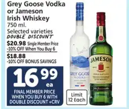 Albertsons Grey Goose Vodka or Jameson Irish Whiskey offer