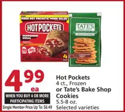 Albertsons Hot Pockets 4 ct., Frozen or Tate's Bake Shop Cookies 5.5-8 oz offer
